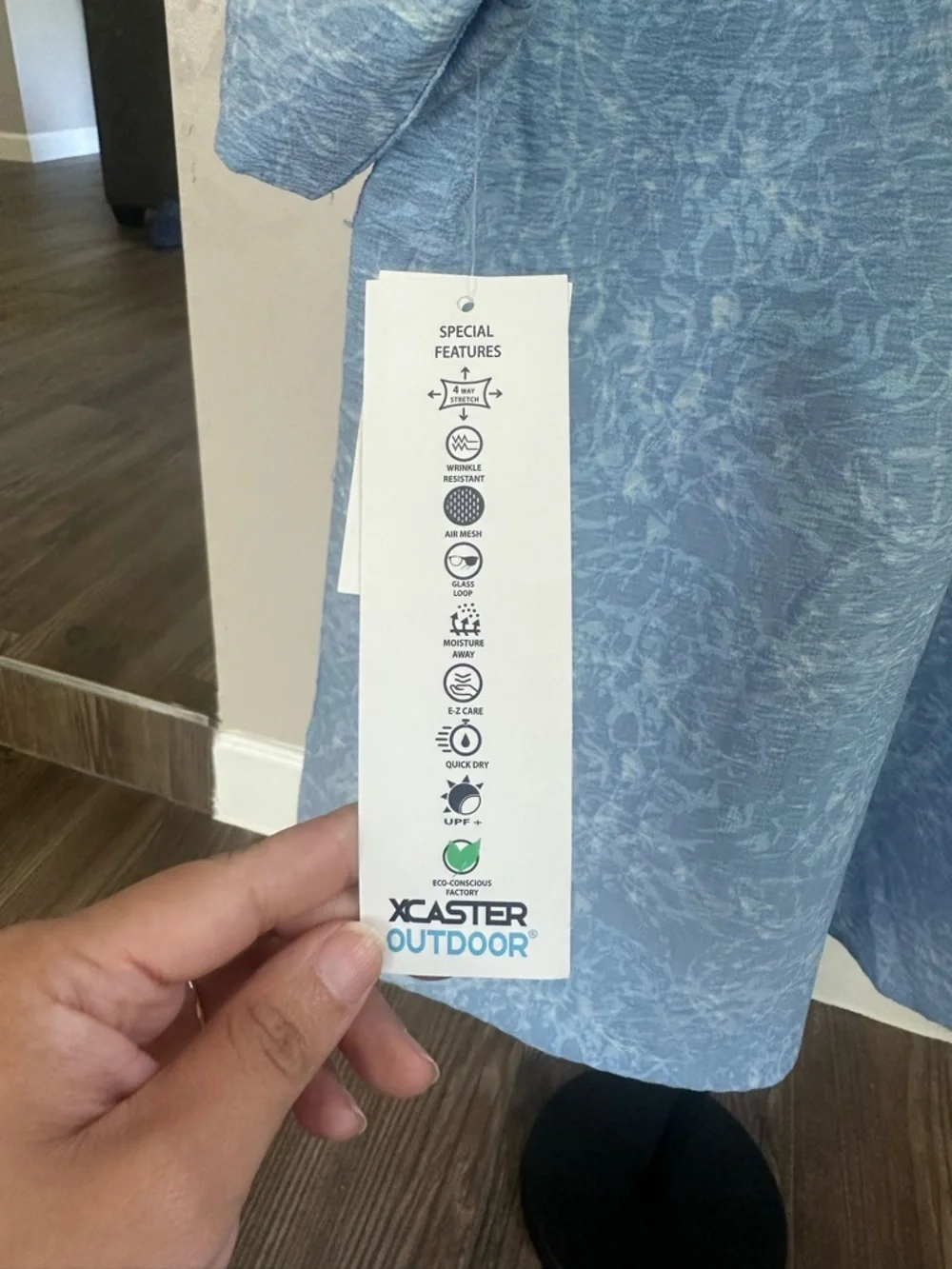 XCaster Outdoor Blue Men's Fishing Short-Sleeve Button-Up Shirt